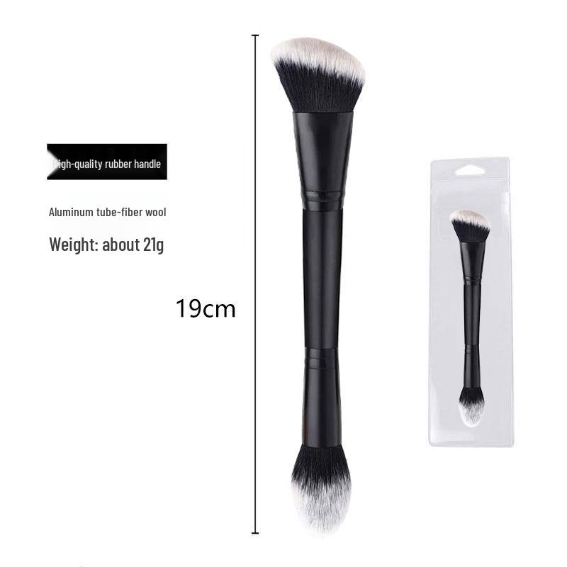 Dual-Ended Foundation and Concealer Brush - Multi-use Blush, Contour, and Nose Shadow Makeup Tool