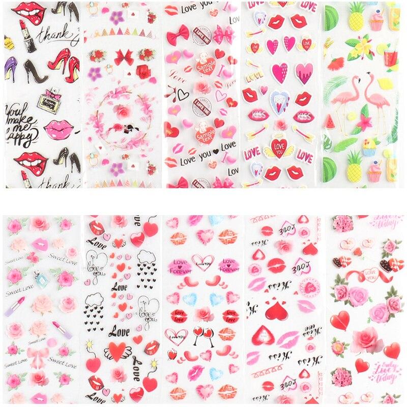 10ks/sada Fólie na nehty Květinová krajka Leopard Mramor Samolepky na nehty Obtisky Starry Sky Paper Nail Art Dekorace
