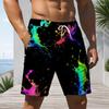 Men s Plus Size Colorful Ink Splash Printed Drawstring Waist Straight Leg Beach Shorts With Side Pockets