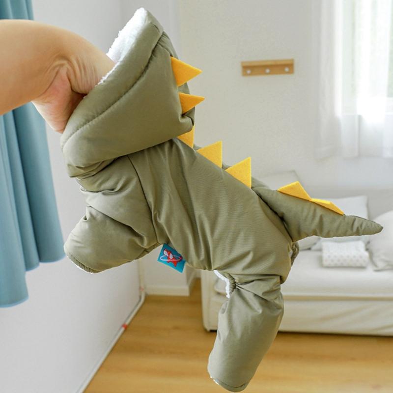 Psí kombinéza Zimní mikina Psí bunda Psí kabát s kapucí Kostým dinosaura pro psa