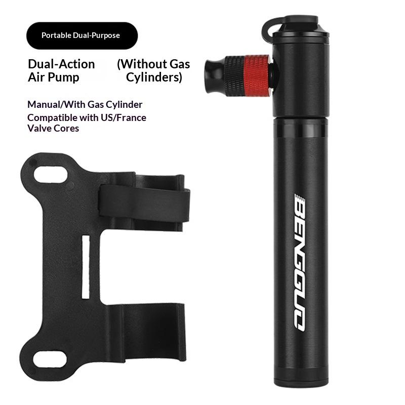 BENGGUO BG-1634 משאבת אופניים ניידת מנפח גלגלי אופניים משאבת יד לחץ גבוה 110PSI (אין מיכל גז CO2), שחור