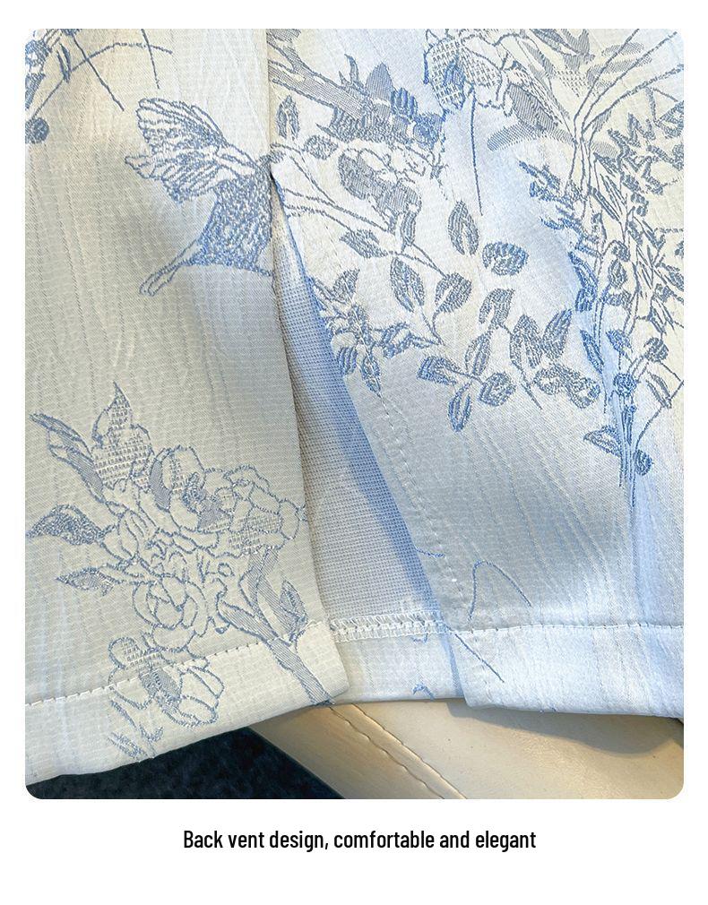 Summer 2025 High-Waist Chinese Style Embroidered A-Line Bodycon Midi Skirt for Women