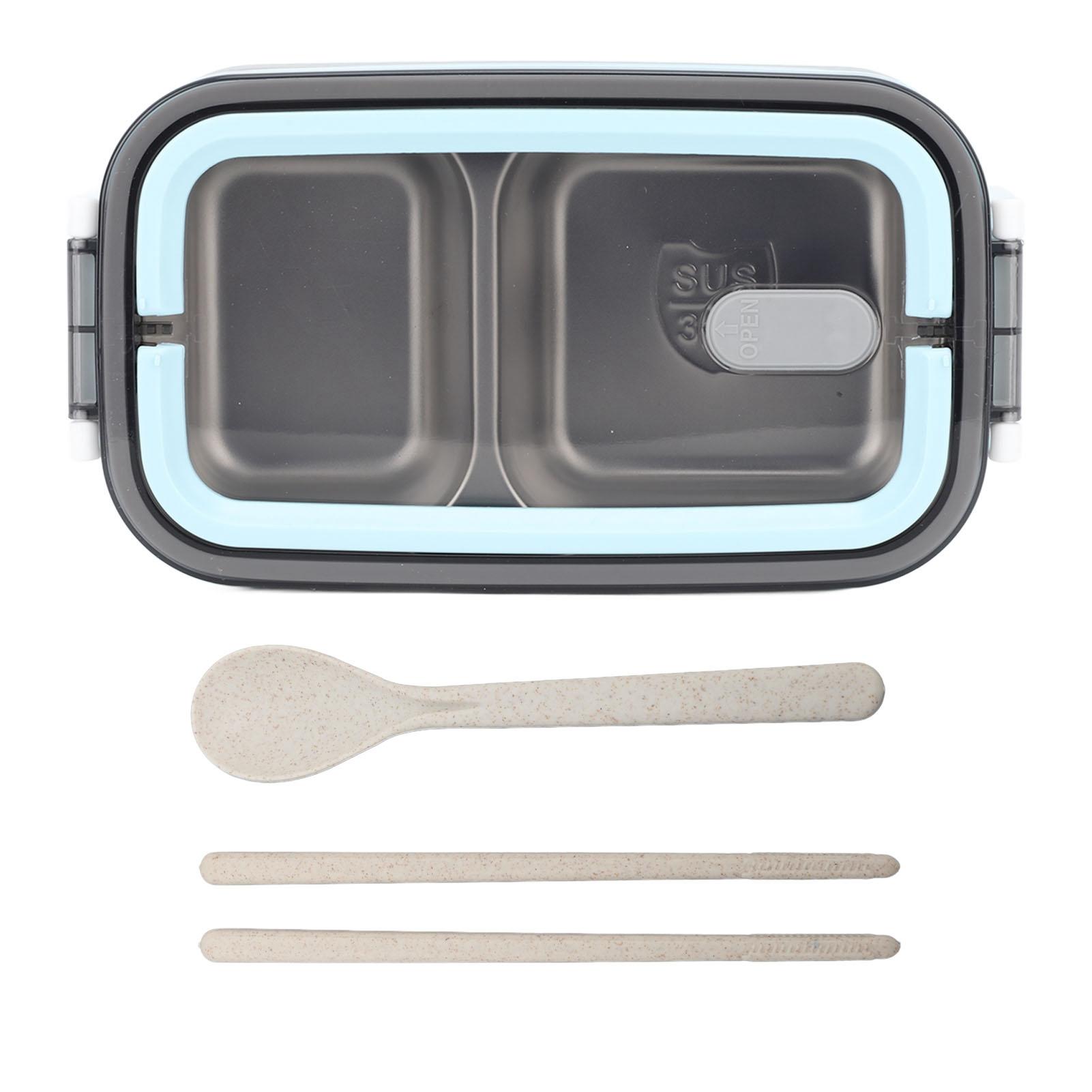 Ланч-боксы Бенто 2-слойные 1400 мл Ланч-бокс Изоляция из нержавеющей стали Герметичная герметизация Отделения Light Blue 1789₽