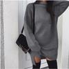 New European and American Leisure Oversized Knit High Collar Pleated Dress for Women