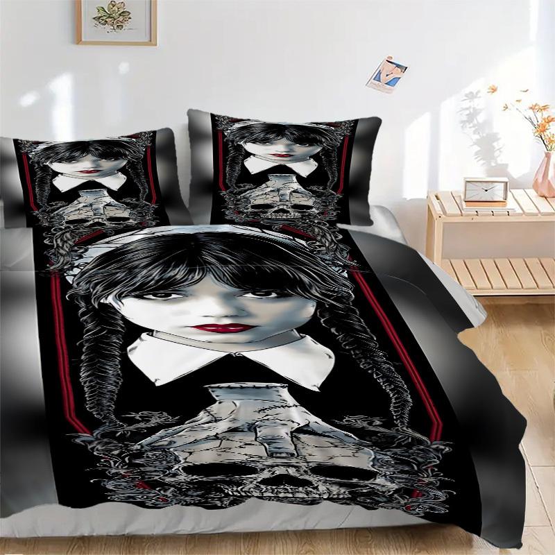 

3pcs Wednesday Addams Duvet Cover Set, 1 Duvet Cover + 2 Pillowcases (No Insert), High-Definition Print, Home & Dorm Set yy251208085 135x200cm