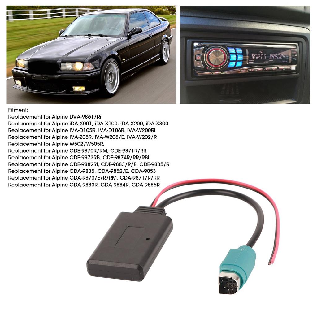 Car Bluetooth Module AUXIN Cable Wireless Audio Adapter Replacement for Alpine IDAX001 IVA205R