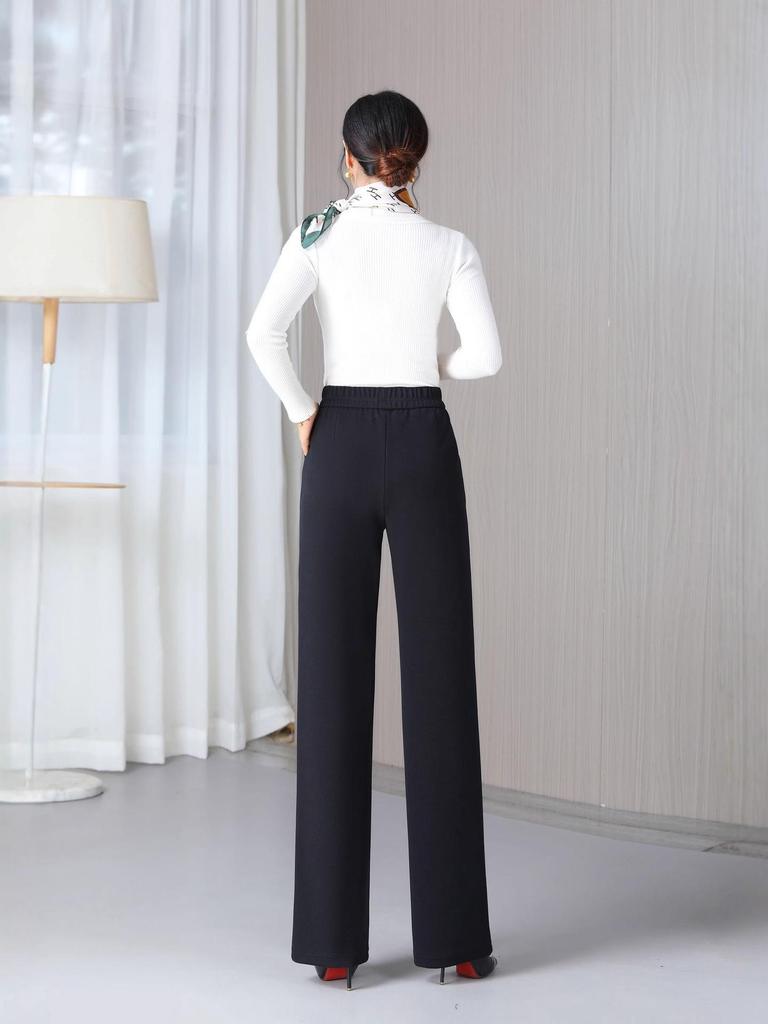 Elastic Waist Straight-Leg High Waist Plus Size Women's Slimming Pants for Autumn/Winter 2025.