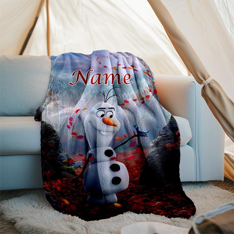 Customizable Frozen Throw Blanket – Personalized Name, All-Season Cozy Snug Blanket, Machine Washable, Personalized Blanket