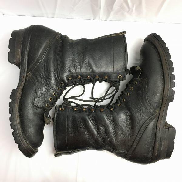 Vintage 70s-80s HATHORN Leather Lace-Up Boots Black Size 11D Whites Line Men's(USED)