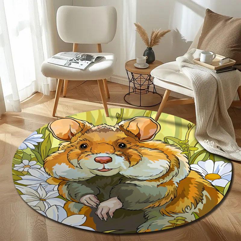 Chic Round Moon Multicolor Carpet, Non-Slip Floor Mat for Dining Room