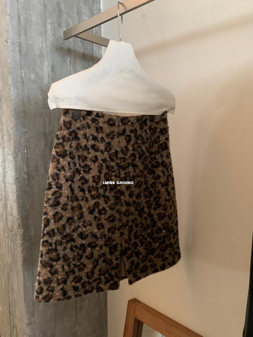 Retro Leopard Print Woolen A-Line Skirt - 2025 Winter Collection for Women. M хаки