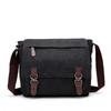 Canvas Leather Messenger Bag for Men 15.6 Inch Laptop, Vintage Shoulder Briefcase, Work Tote, Black