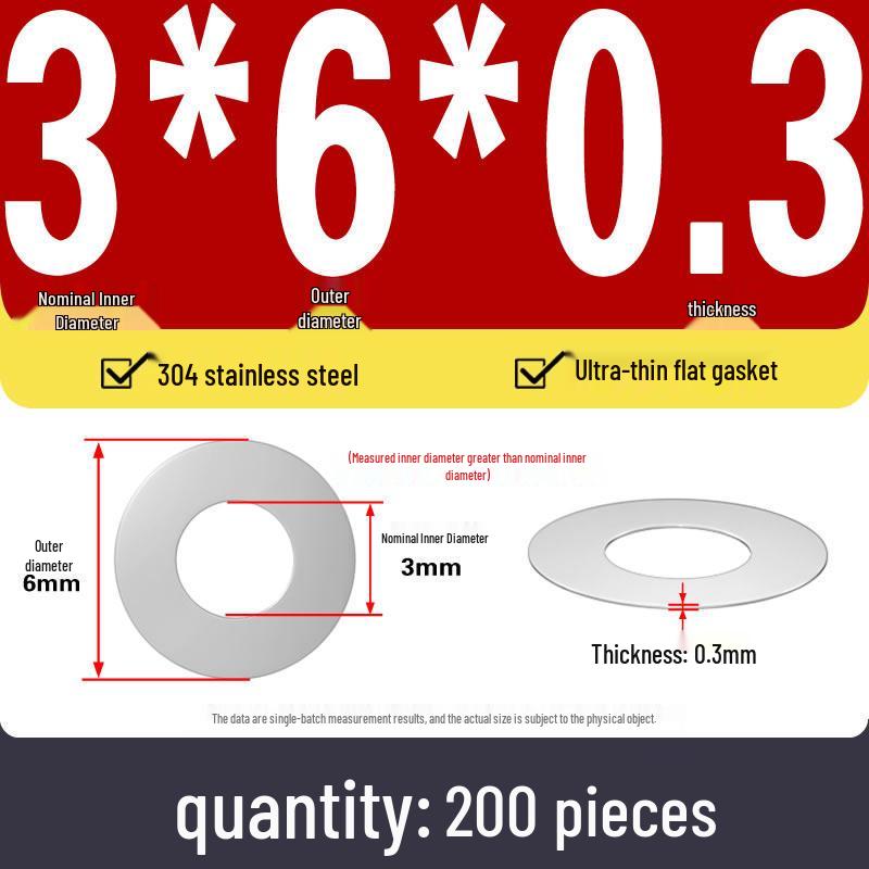 Plochá podložka z nerezové oceli 304 pro nastavení vůle hřídele (0,1/0,2/0,3 mm)