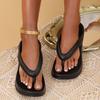 fashion Women's White Wedge Flip Flops Summer Beach Non Slip Pillow Slides Sandals Women Fashion Clip Toe Thick Platform Cloud Slippers