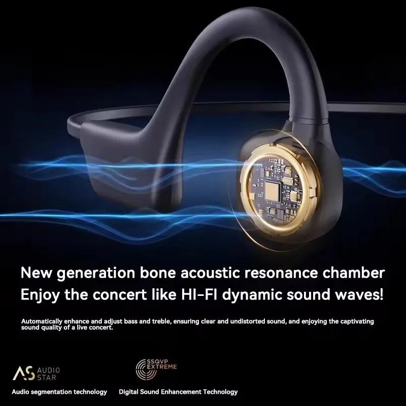 Ture Bone Conduction Headphones Bluetooth 6.0 Earphones Waterproof Wireless Sport Headsets with Mic for Workout Running