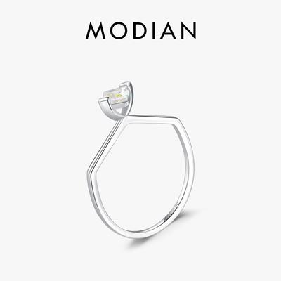 MODIAN 925 Sterling Silver Färgstark Fyrkantig Zirkonia Geometrisk Ring Original Design Bröllops Statement Fint Smycke För Kvinnor