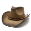 Hand Painted Big Edge Western Cowboy Straw Hat With Ethnic Style, Ideal For Beach, Sunshade Visor