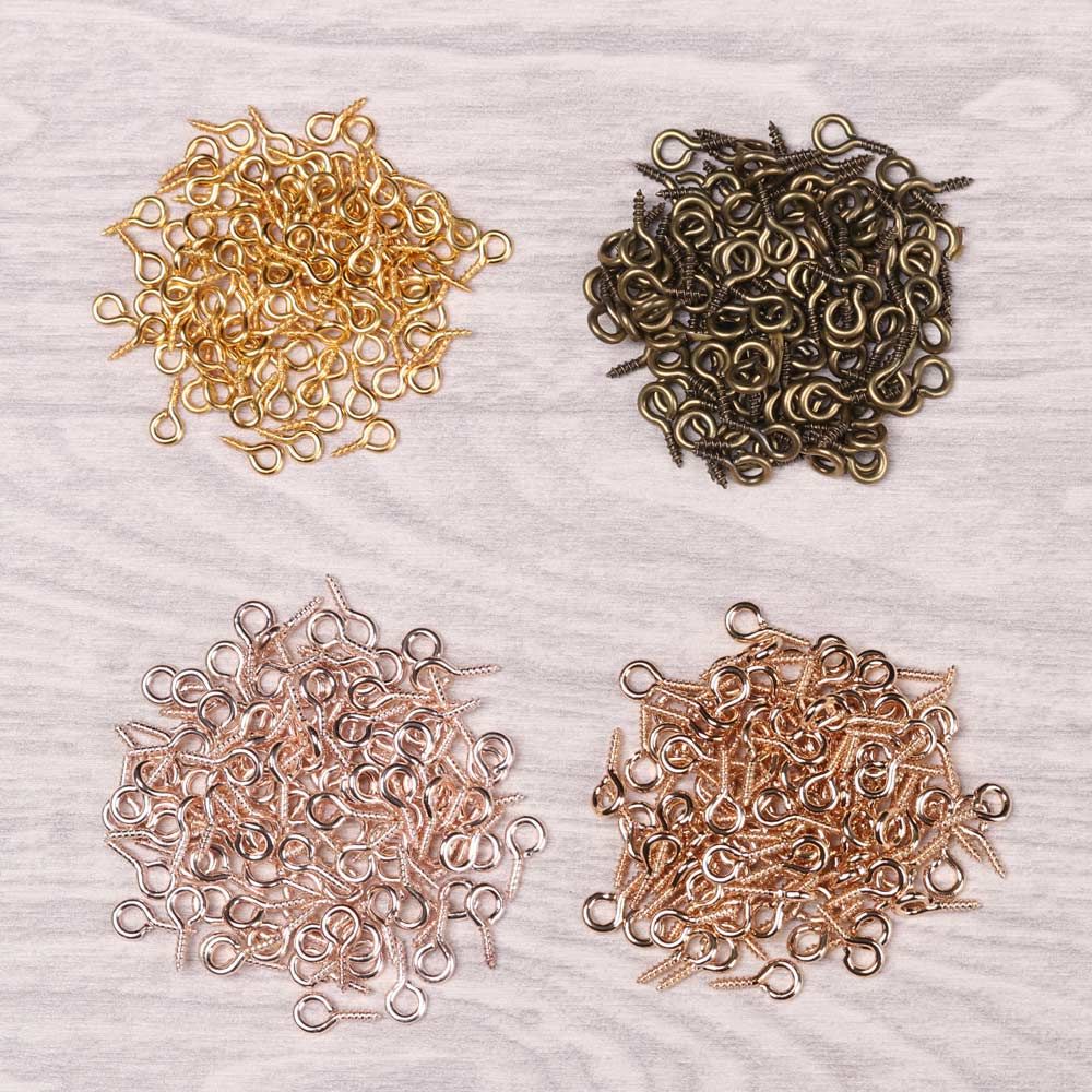 100pcs/pack Keychain Jewelry Beaded Pendant Sheep Eyes Nail DIY Screw Nail Threaded Peg