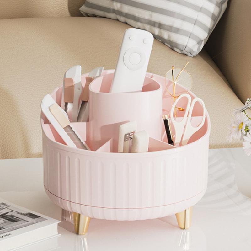 360° Rotating 7 Slot Makeup Brushes Holder Organizer Multi-Functional Desk Storage Cosmetics Storage For Vanity Desktop Bathroom