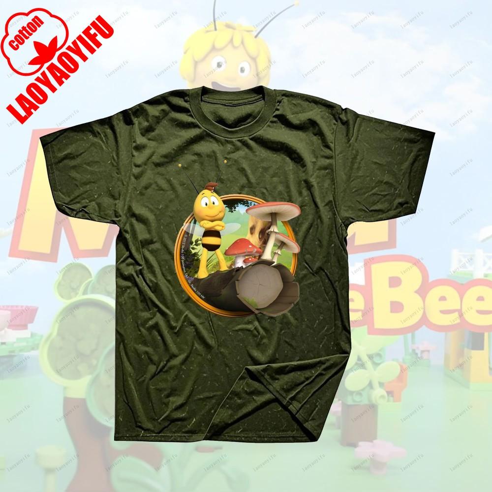Maya The Bee Movie Cartoon Character T-shirts Maya The Bee Movie Kawaii Cartoons T Shirt Summer Breathable Camisetas