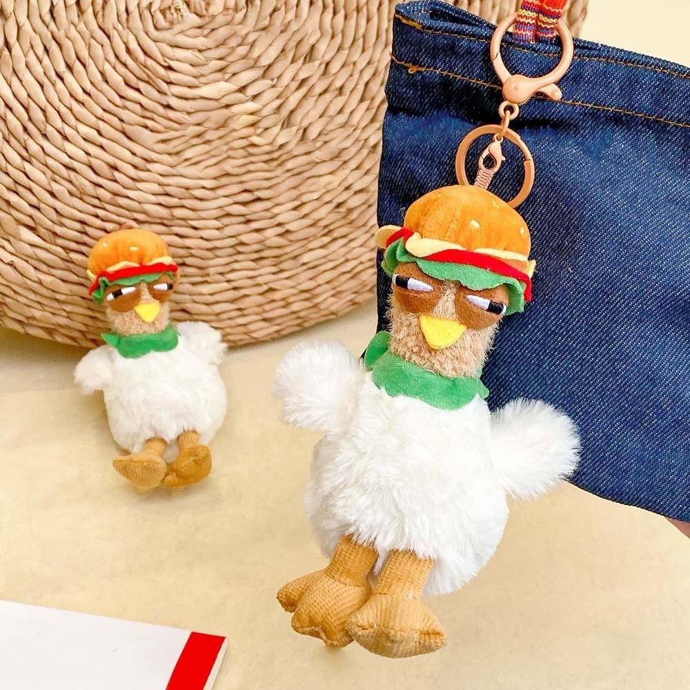 Doll Hamburger Hen Key Ring Simulation Gugu Animal Key Holder  Release Stress
