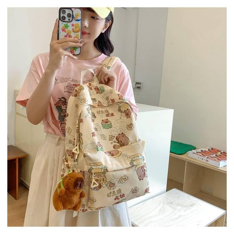 Adorable Nylon Geometric Backpack For Students Breathable And Spacious