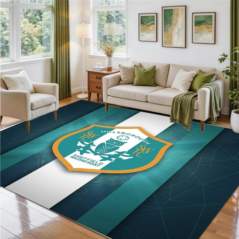 Sheffield Wednesday Design Crystal Velvet Rug Soft Decorative Mat for Bedroom Entrance