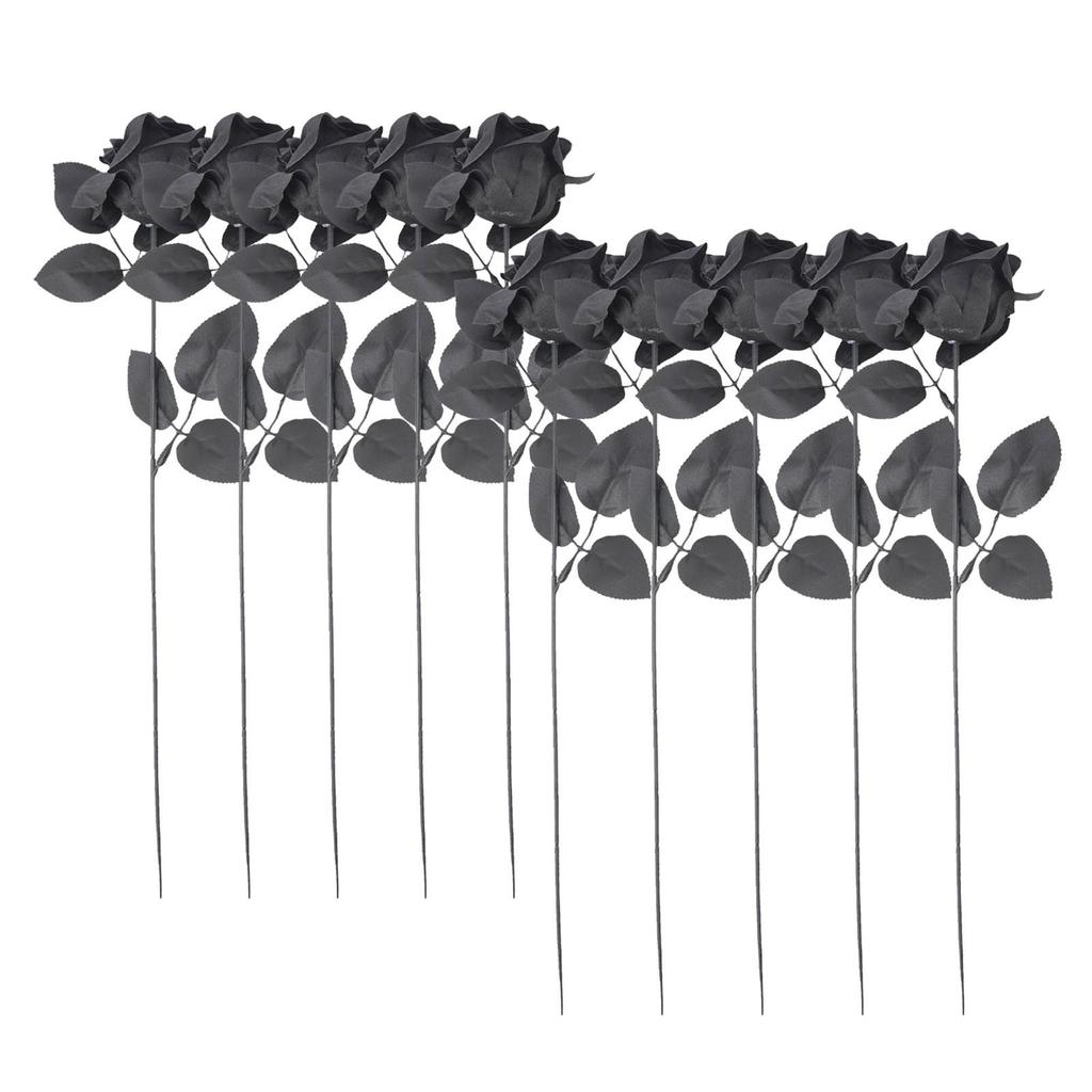 10pcs Halloween Devil Eye Black Rose Decoration With Eyeball Bouquet Fake Rose