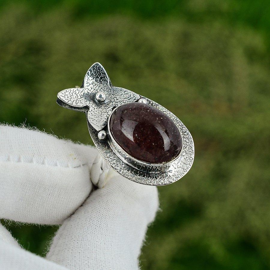 

Sterling Silver Oval Natural Sunstone Mother Wedding Engagement New Ring Jewelry Adjustable
