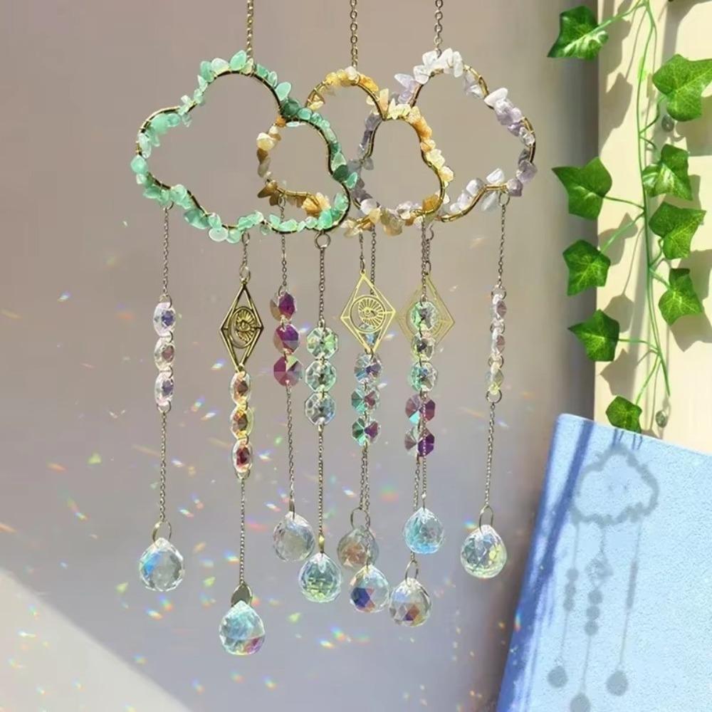 

Hanging Suncatcher Chandelier Natural Wind Chimes Pendant For Home Party Gift зелёный