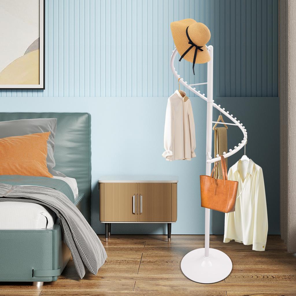 360-Degree Rotating Floor Garment Rack, Clothes Organizer Stand W/ Wheels, Portable Drying Rack for Laundry Room Closet Bedroom