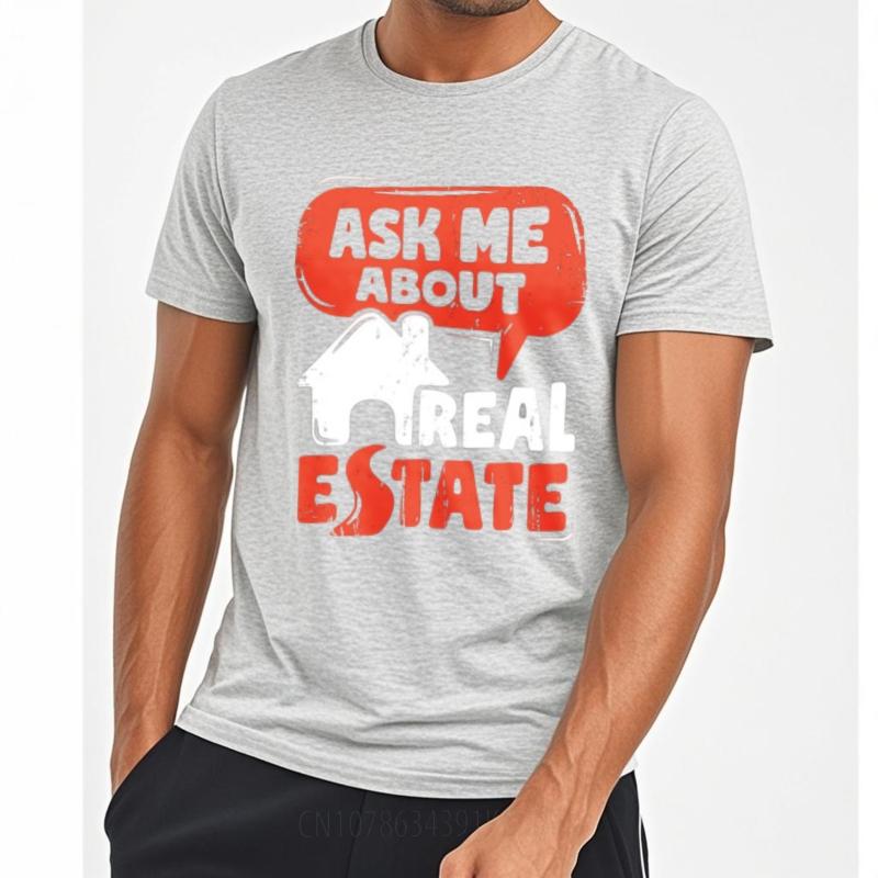 Short Sleeve Shirt Breathable Short Sleeve T Shirt Brand Ask Me About Real Estate Everyday For Men Tops Oversized Tshirt