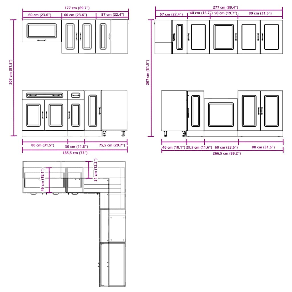 Kitchen Cabinet Set, Kalmar, 11-Piece, Concrete Gray