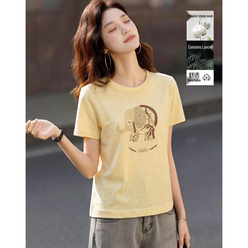 

Demana Linen Blend Hand-painted Print T-shirt for Women L