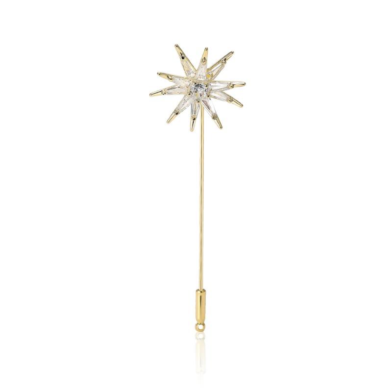 High-quality Zircon Star Brooches for Women Long Needle Pins Fashion Jewelry Suit Shirt Collar Badge Accessories
