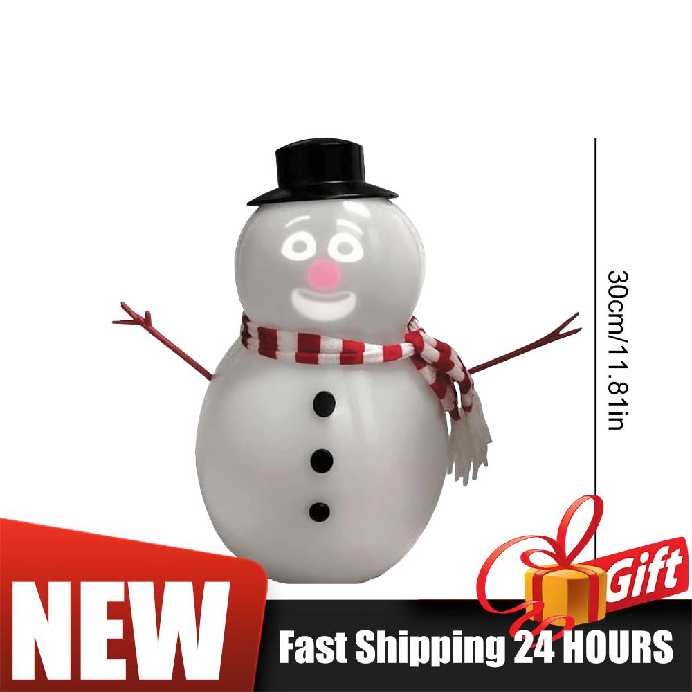 Interactive Xmas Sculpture Cute Animated Snowman Ornament Winking Snowman Statue with Built-In Projector Speaker Singing