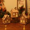 Glowing Christmas Tree House Pendant Wooden Christmas Village House Figurine  Kids