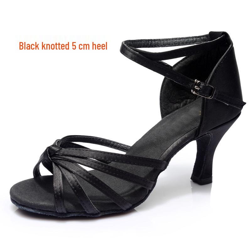 Women's Soft Sole Satin Latin Dance Shoes - Medium Heel, Perfect for Adult and Youth Practice or Professional Standard and Cowboy Dance Styles.