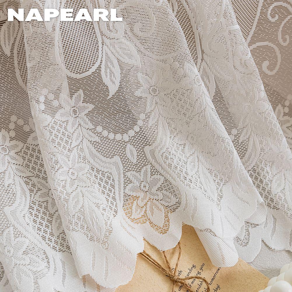 1PC NAPEARL French Retro Lace Short Curtain, Rustic Style, Lightweight Sheer Curtain for Living Room Kitchen Cupboard Window Home Decor
