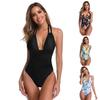 Solid Color Camisole V-neck Sexy One-piece Swimsuit Beach Cover Bikini
