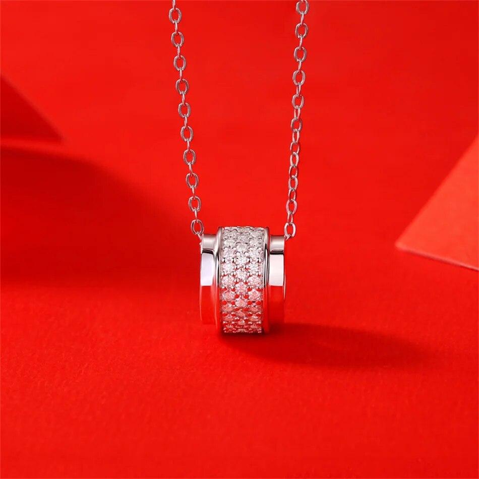 New 2022 New Round Ten Mile Galaxy 1ct Moissanite S925 Sterling Silver Luxury Shine Elegant Pendant Necklace Women's Jewelry