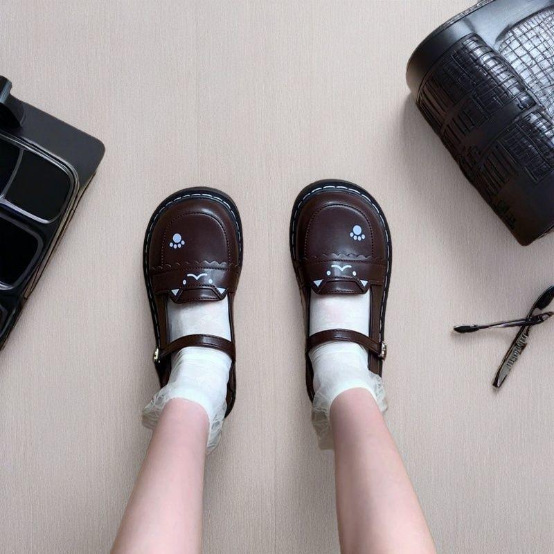 Süßes Kätzchen Lolita kleine Lederschuhe flache weiche Mädchen Student vielseitige Mary Uniform Einzelschuhe braun lo