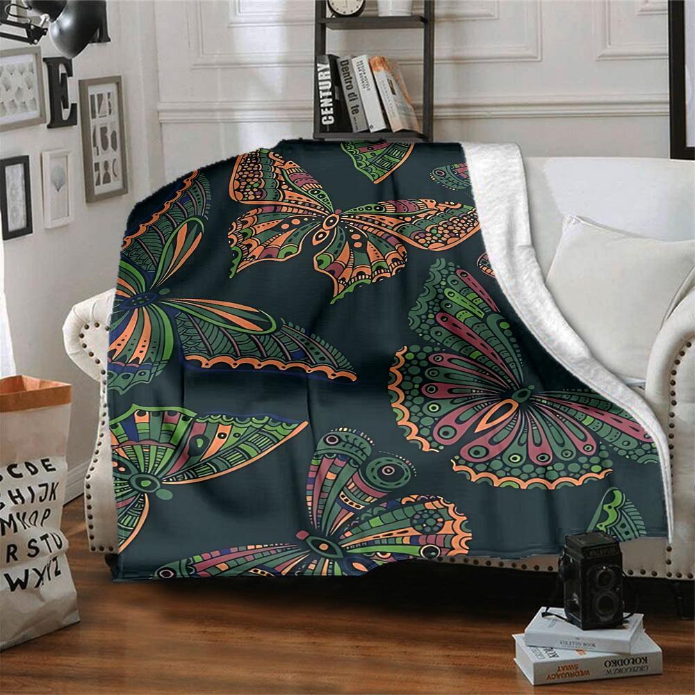 1pc Butterfly Print Blanket Warm, Cozy, And Soft, Suitable for Sofas, Beds, Cars, And Office Use.Perfect for Camping And Travel, Making It a Great Gif