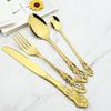 Royal 6/30Pcs Gold Dinnerware Knife Fork Long Ice Spoons Flatware Stainless Steel Cutlery Set Kitchen Silverware Tableware Set