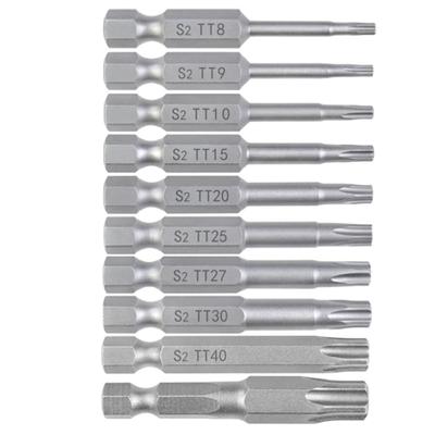 10Pcs 50mm 1/4inch Hex Shank Blossom Head Magnetic Screw Driver Bit Set Security Star Screwdriver Kit Tool