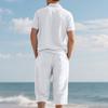 Men's Summer New Short Sleeve and Shorts Set, Made of Linen Fabric, A High-Quality Two-Piece Short Sleeve and Shorts Set