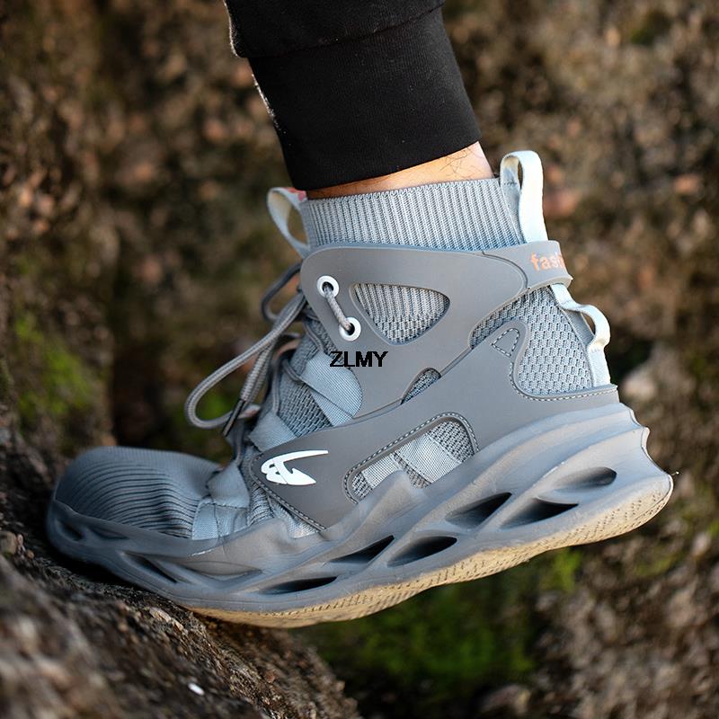 High Top Men Safety Shoes Steel Toe Sneakers Man Puncture Proof Work Safety Boots Anti-smash Work Shoes Breathable Security Boot