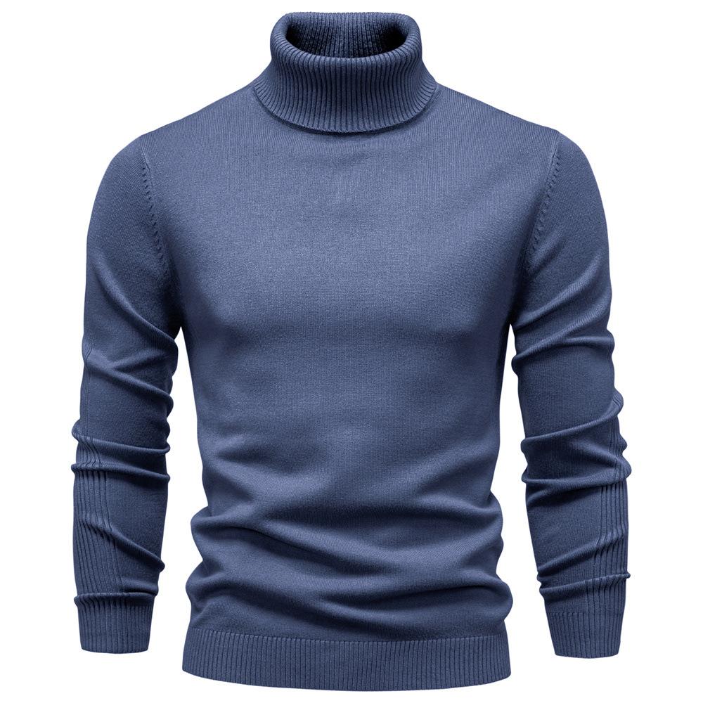 Winter Men Turtleneck Sweater Casual Solid Color Warm Pullover High Quality Slim High Neck Long Sleeve Sweater Men