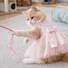 Lace Bow Pet Princess Dress Sequin Pet Wedding Dresses Dog Tulle Skirt  Small Medium Cats