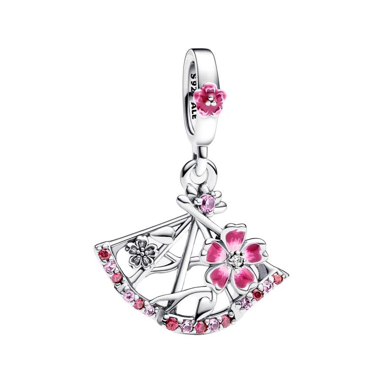 Pandora Honor Of Kings Collaboration Xiao Qiao Peach Blossom Fan Pendant Women pendant Pink 793194C01 Box